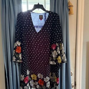 Vince Camuto Black Floral Long Sleeve Dress